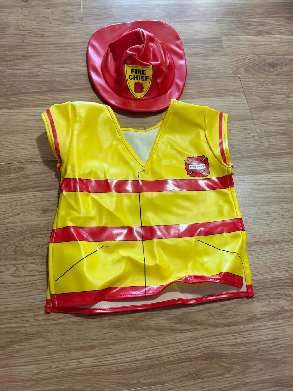 Toddler vinyl firefighter play costume set